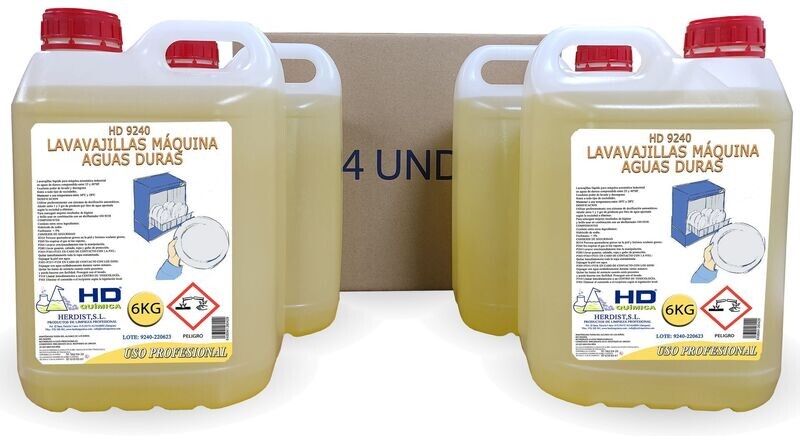Lavavajillas para máquinas aguas duras, caja de 4 garrafas 9240 (24kg)