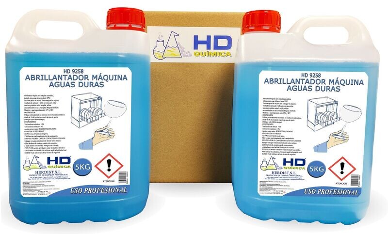 Abrillantador para máquinas aguas duras, caja de 2 garrafas 9258 (10kg)