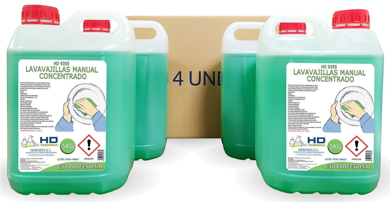 Lavavajillas manual concentrado, caja de 4 garrafas 9355 (20kg)