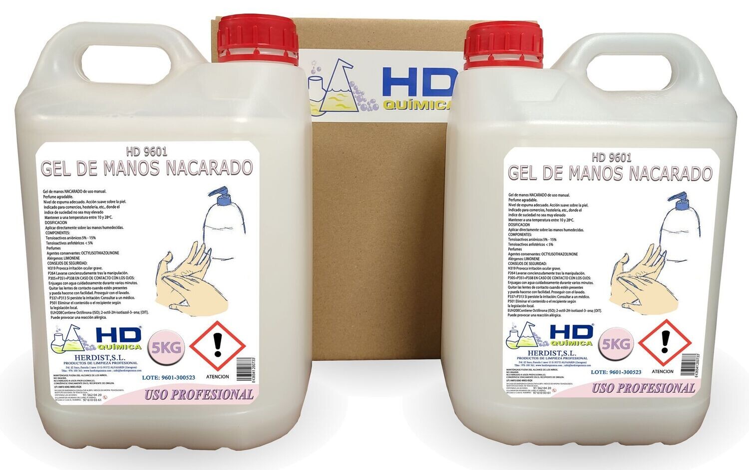 Gel de manos nacarado, caja de 2 garrafas 9601 (10kg)