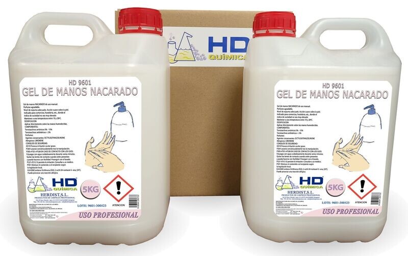 Gel de manos nacarado, caja de 2 garrafas 9601 (10kg)
