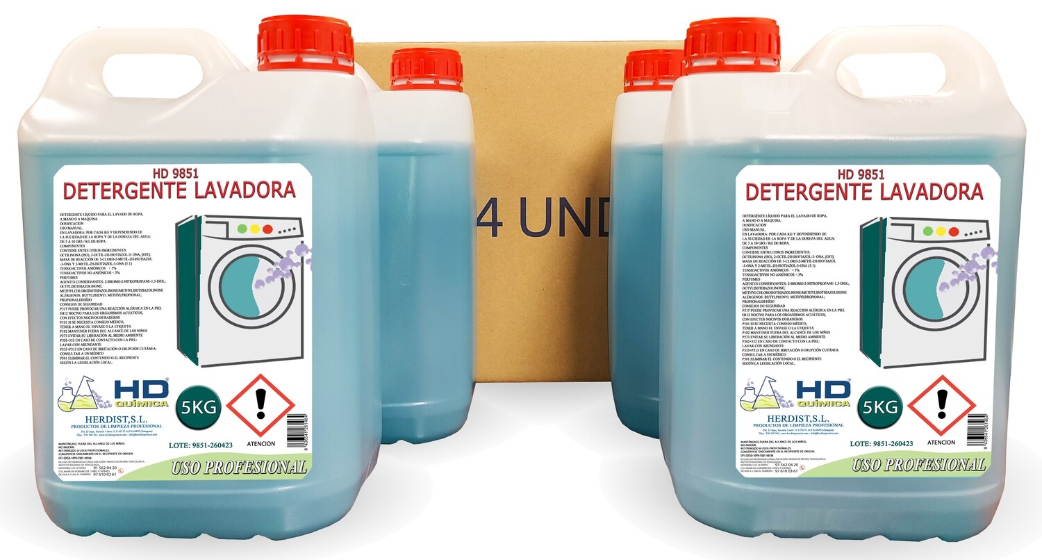 Detergente para lavadoras, caja de 4 garrafas 9851 (20kg)