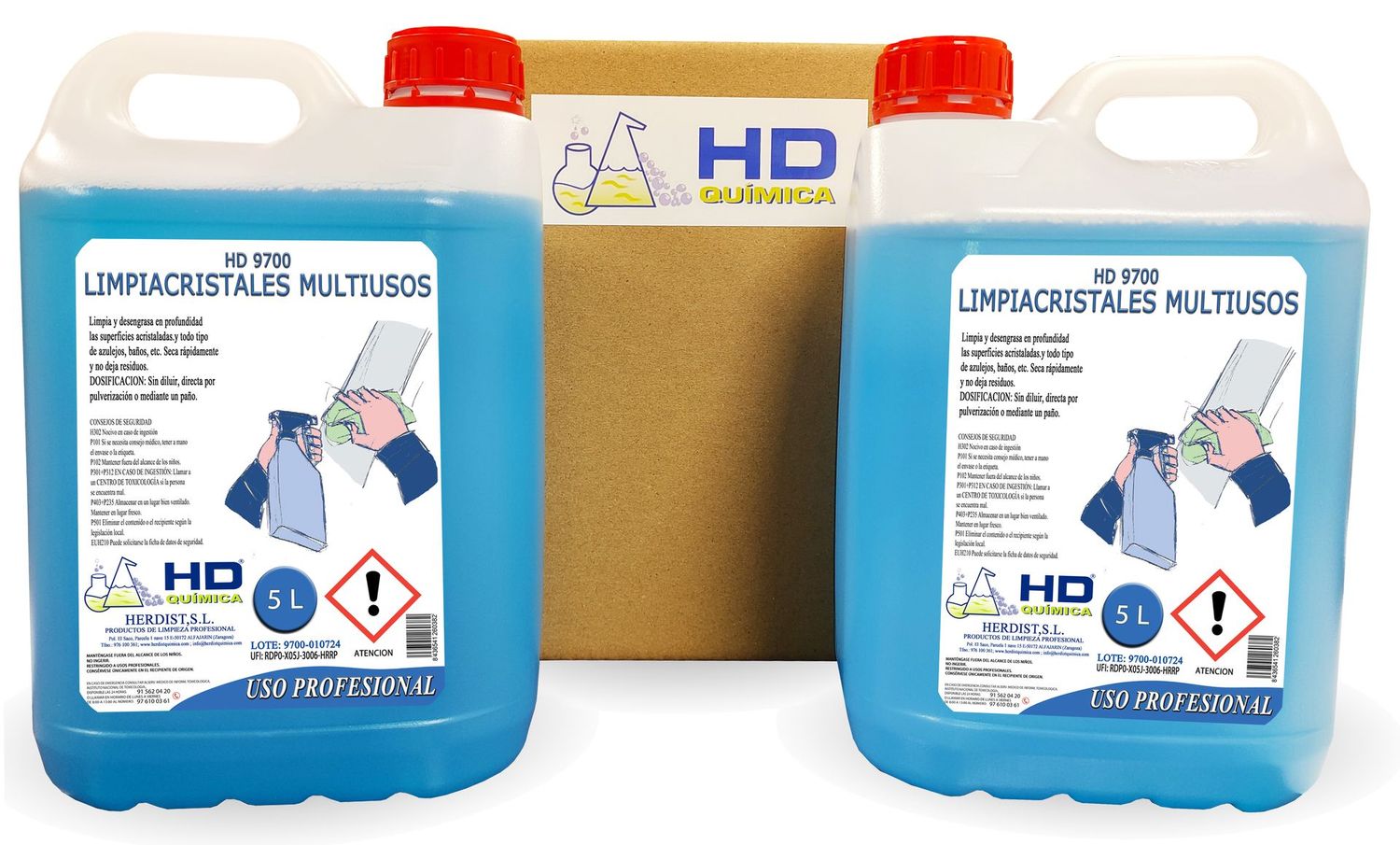 Limpiacristales multiusos, caja de 2 garrafas 9700 (10L)