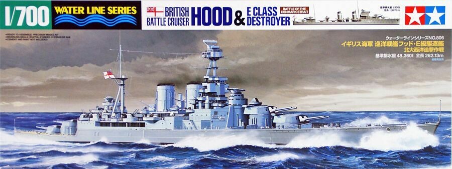 Tamiya 31806 1/700 British Battle Cruiser Hood & E Class destroyer