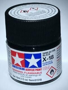 Tamiya 81518 Mini Acrylic X-18 Semi Gloss Black