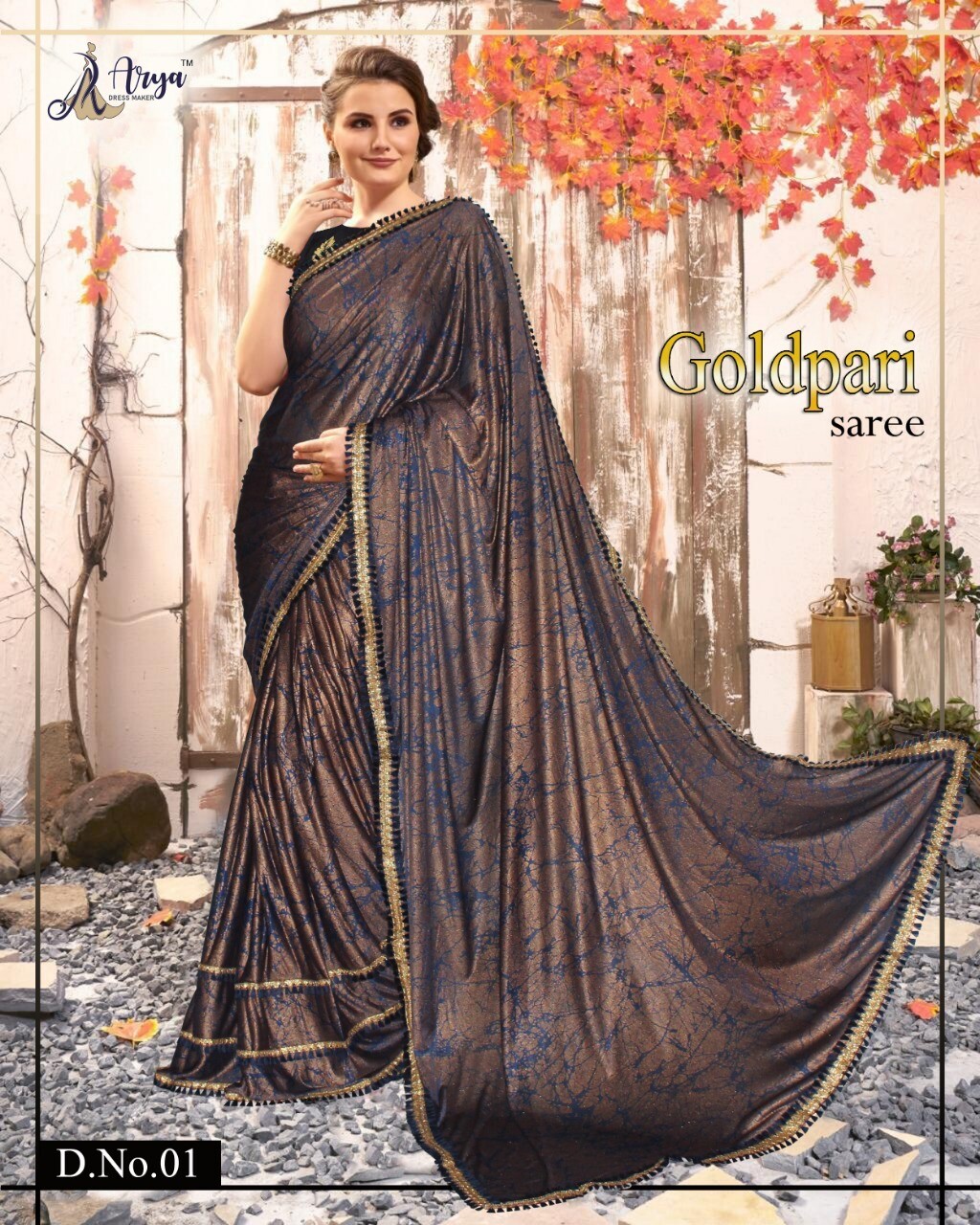 Goldpari lycra Tow Tone Gold Saree, MODEL NO.: D.NO.01