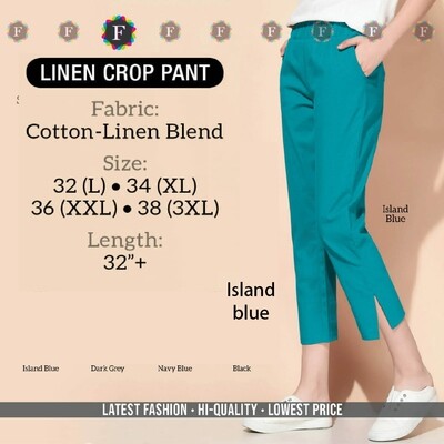Linen ladies Crop  Pant with 2 Pocket