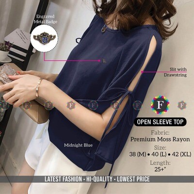 Women Open Sleeve Rayon round neck Top