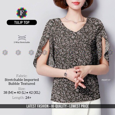 Tulip Top – Bubble Textured Fabric with Tulip Cut Sleeves