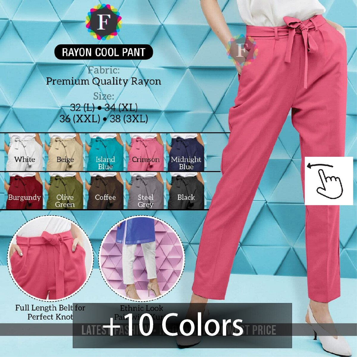 Rayon Cool ladies Pant with pocket