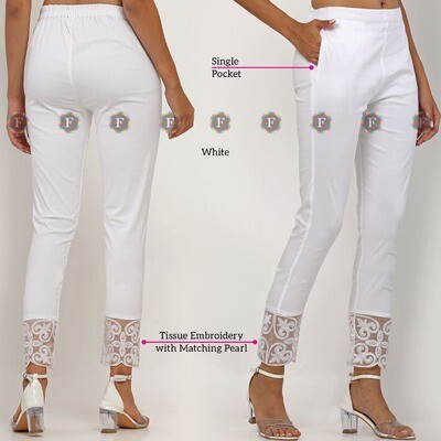 Ladies Stretchable Tissue Pants with one Pocket