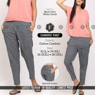 Cambric Cotton  ladies Pant with pocket