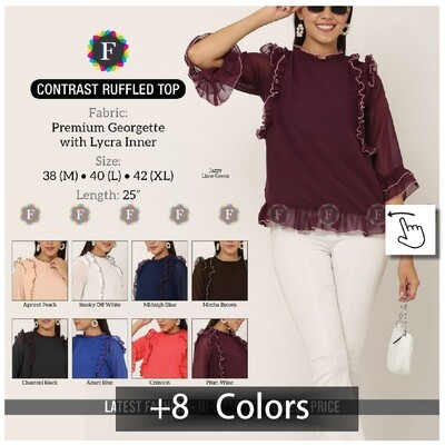 Contrast Ruffled  ladies Top