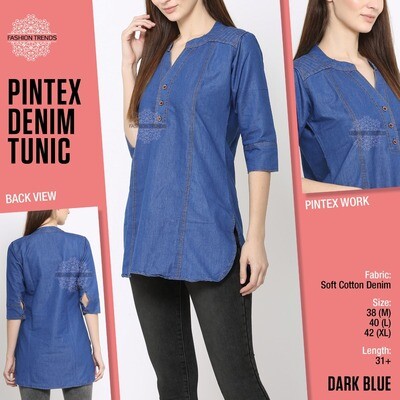 Women Denim Pintex Tunic in 2 colors