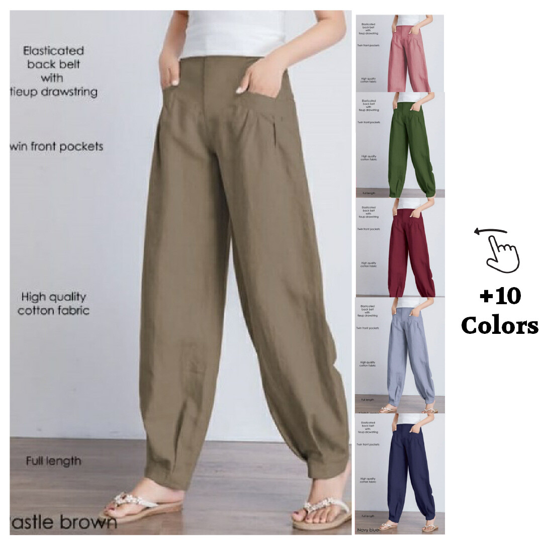 Swahili Cotton Ladies Carrot Pant with 2 Pocket