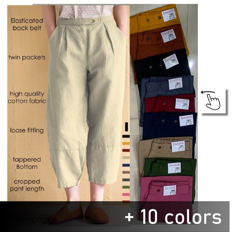 Swahili  Ladies baggy cropped pant with pockets