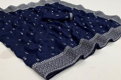 Vichitra Silk Saree With Embroidery