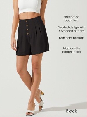 Women pleated  Cotton shorts with pockets