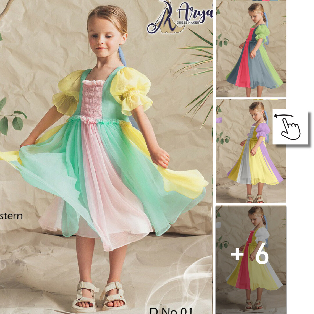 Arya Ree Girl Kids Soft Georgette Western Dress