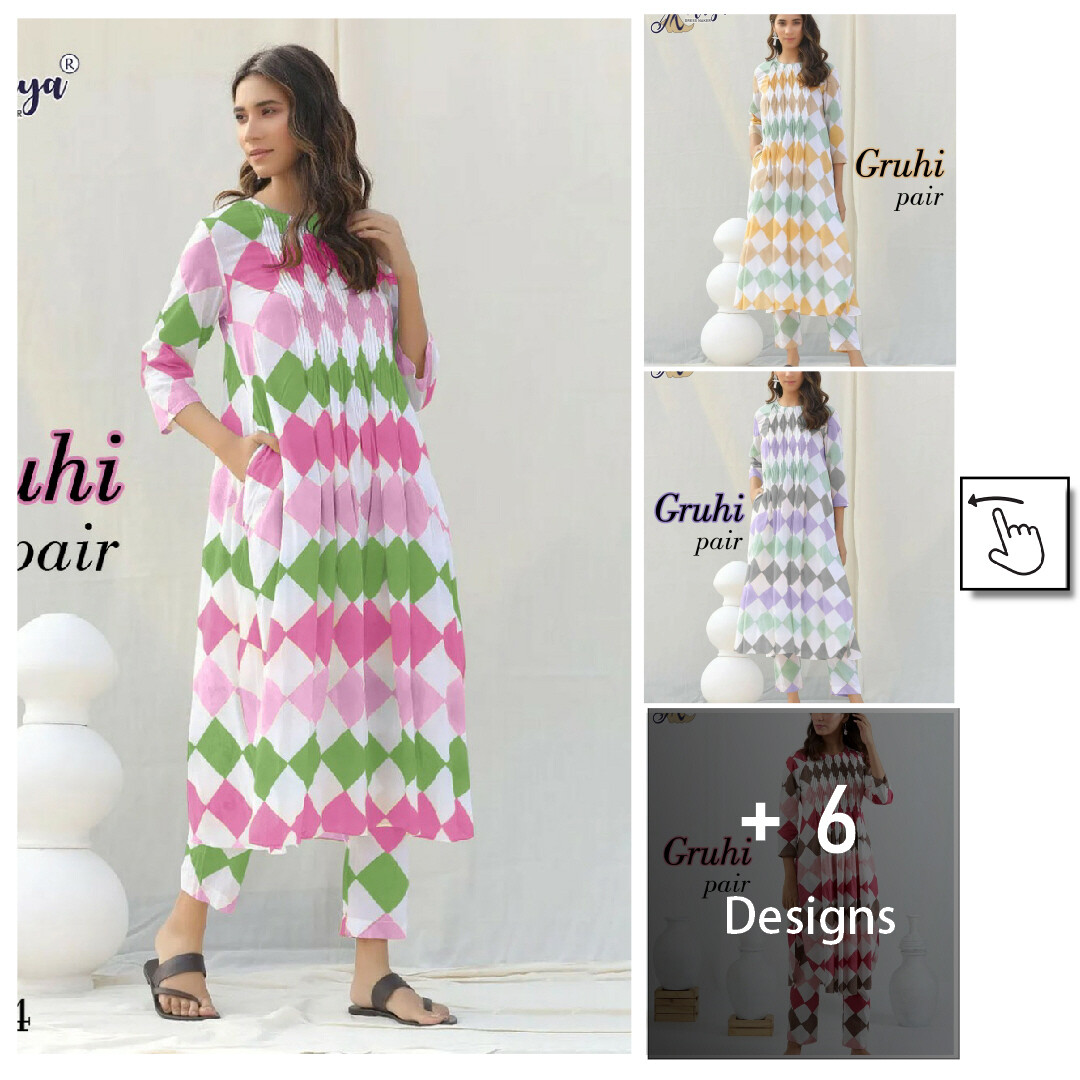 Arya  Gruhi Cotton kurta palazzo pair