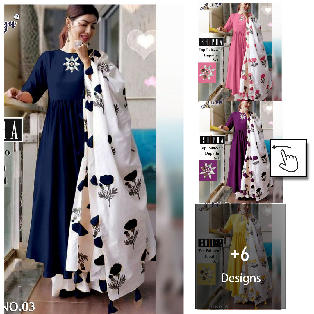 Arya  Shipra Cotton kurti palazzo dupatta pair set