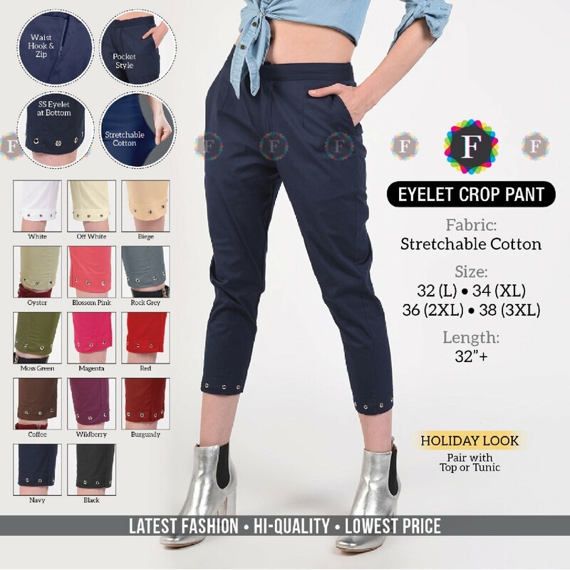 Eyelet  cotton ladies Crop Pant