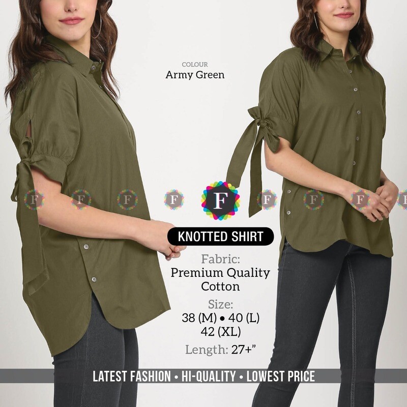 Ladies Knotted Cotton Shirt