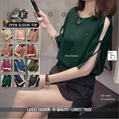 Women Open Sleeve Rayon round neck Top