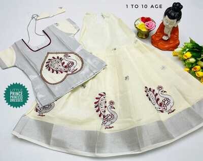 Kids fancy Embroidery work pavadai sets