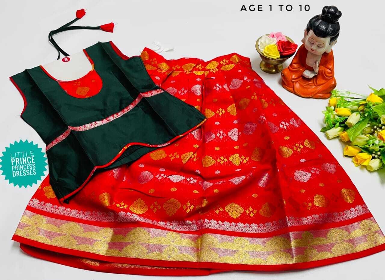 Kids fancy Embroidery work pavadai sets