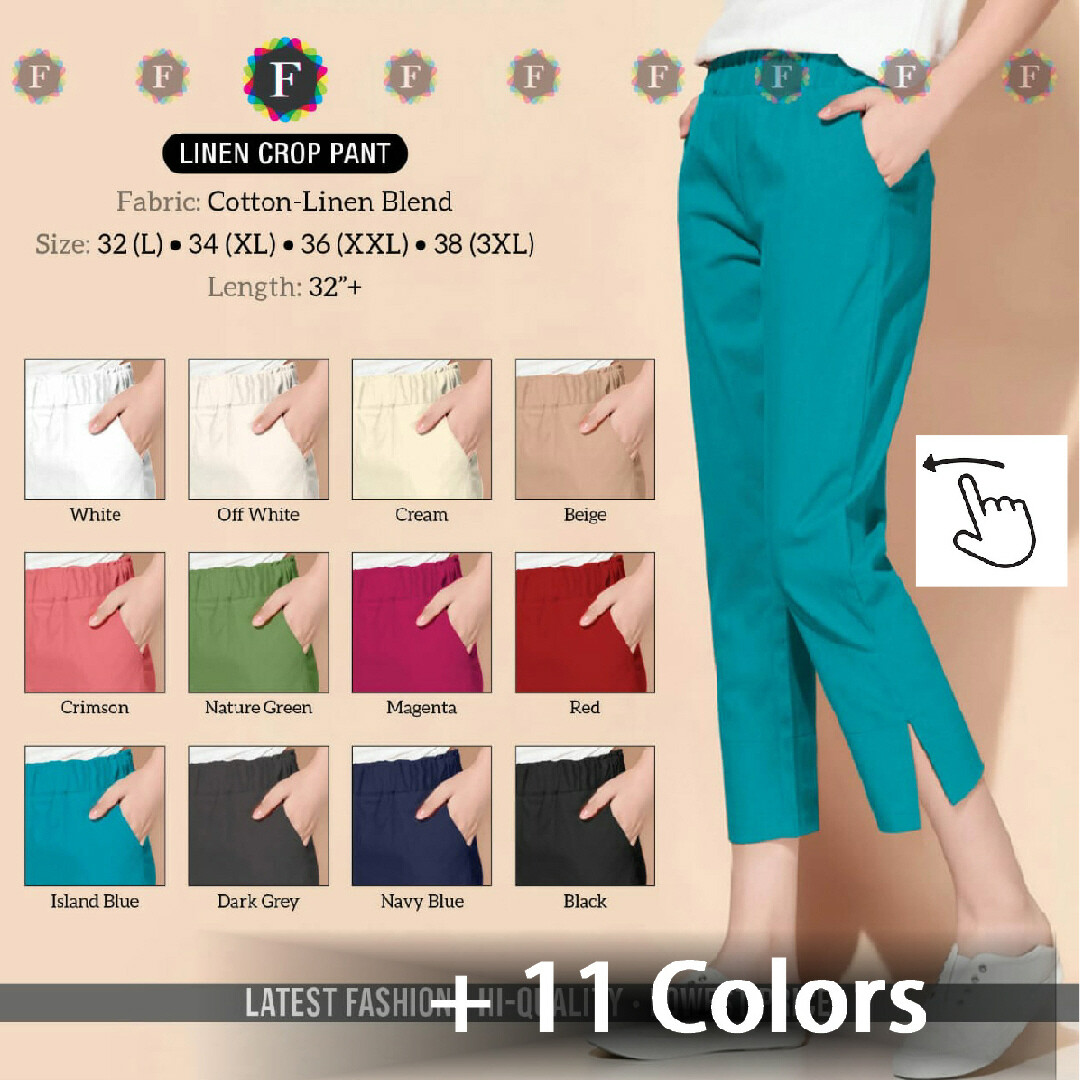 Linen ladies Crop  Pant with 2 Pocket