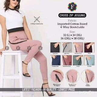 Women Cotton based Cross zip jeggings