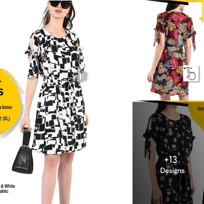 Hi Fashion Women knotted midi Dress with Waist Belt