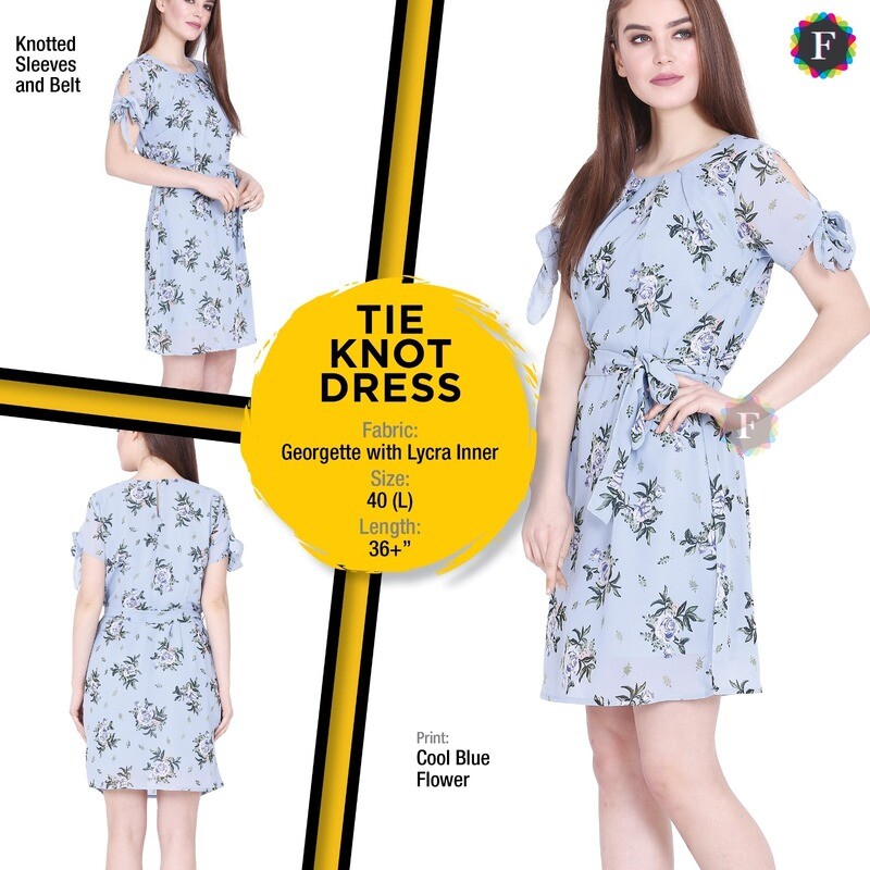 Hi Fashion Women knotted midi Dress with Waist Belt