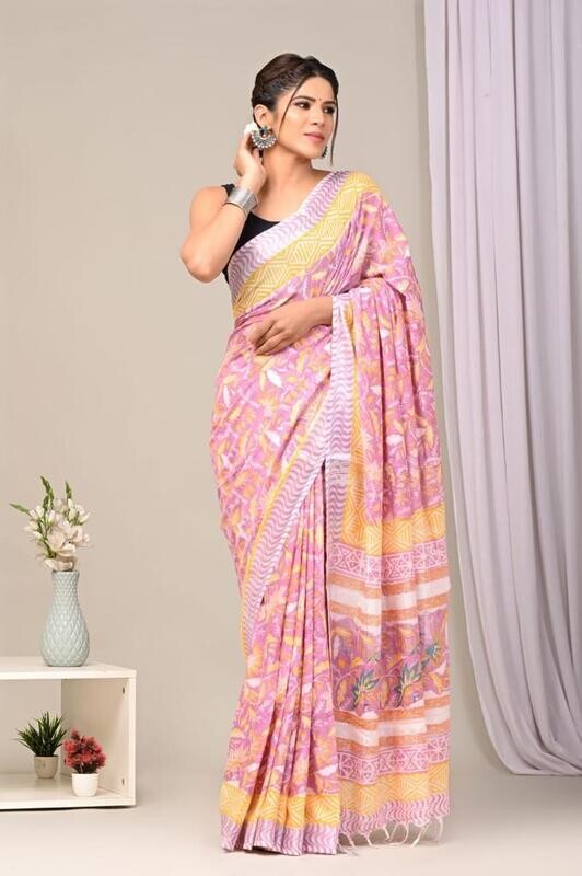 Exclusive Pure Cotton Linen Sarees With Blouse