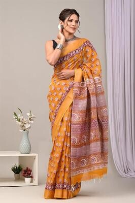 Exclusive Pure Cotton Linen Sarees With Blouse