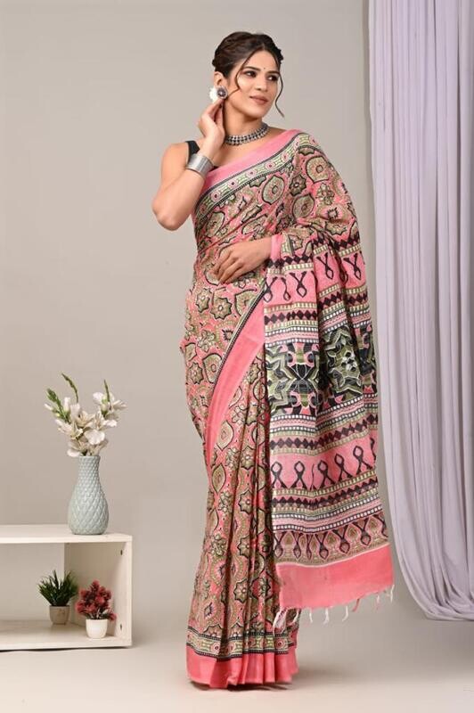 Exclusive Pure Cotton Linen Sarees With Blouse