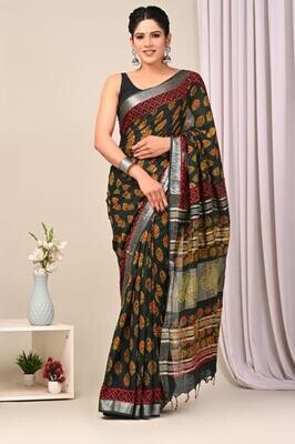 Exclusive Pure Cotton Linen Sarees With Blouse