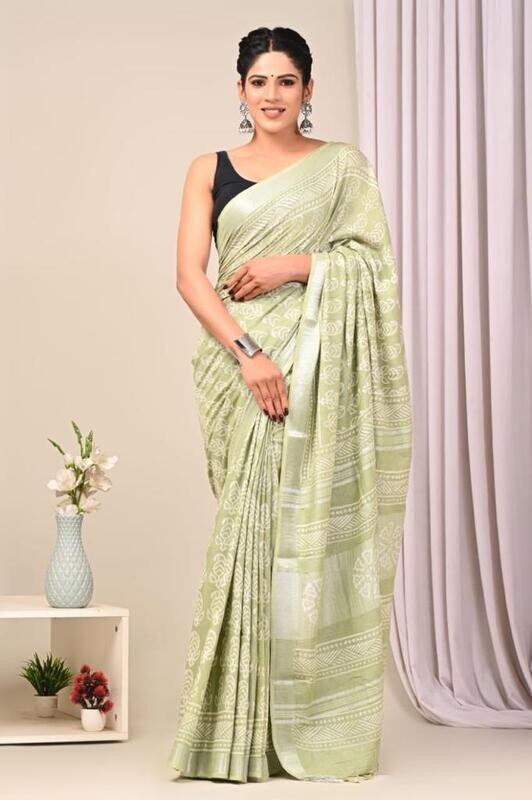 Exclusive Pure Cotton Linen Sarees With Blouse