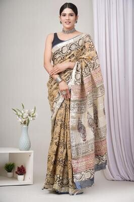 Exclusive Pure Cotton Linen Sarees With Blouse