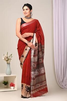 Exclusive Pure Cotton Linen Sarees With Blouse