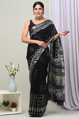 Exclusive Pure Cotton Linen Sarees With Blouse