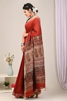 Exclusive Pure Cotton Linen Sarees With Blouse