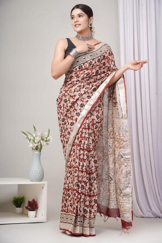Exclusive Pure Cotton Linen Sarees With Blouse