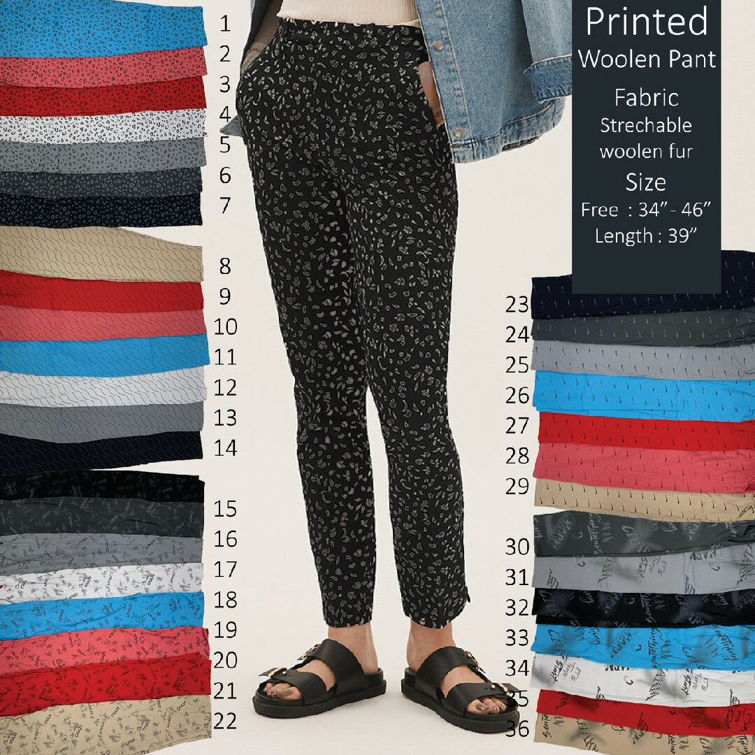 Printed Woolen Pant for ladies