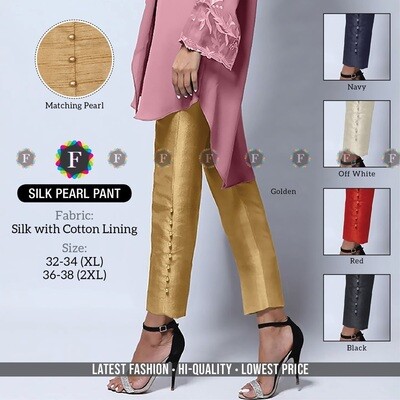 Ladies Silk Pearl Pant with one side pocket