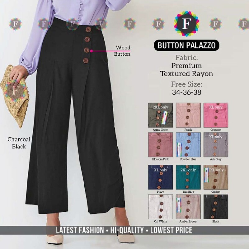 Designer Ladies Palazzos with Buttons
