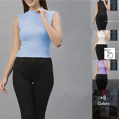 Women &amp; Girls Ribbed hosiery Cut Crop Top