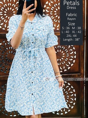 Rayon Cotton Women’s Dress – Petal Design