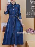 Ladies Knot Denim Long Dress